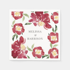 Guardanapo De Papel Red Watercolor Peony Wedding