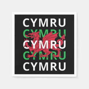 Guardanapo De Papel Red Welsh Dragon Cymru Repetindo Texto Raízes de W