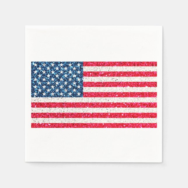 Guardanapo De Papel Red White Blue Patriotic American Flag Party (Frente)