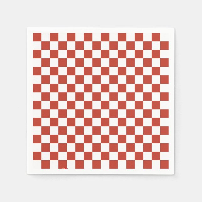Guardanapo De Papel Red& White Checkered Pattern Mid Century Modern (Frente)