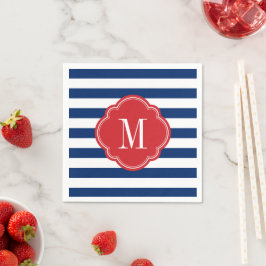 Guardanapo De Papel Red White e Blue Patriotic Stripes Monograma