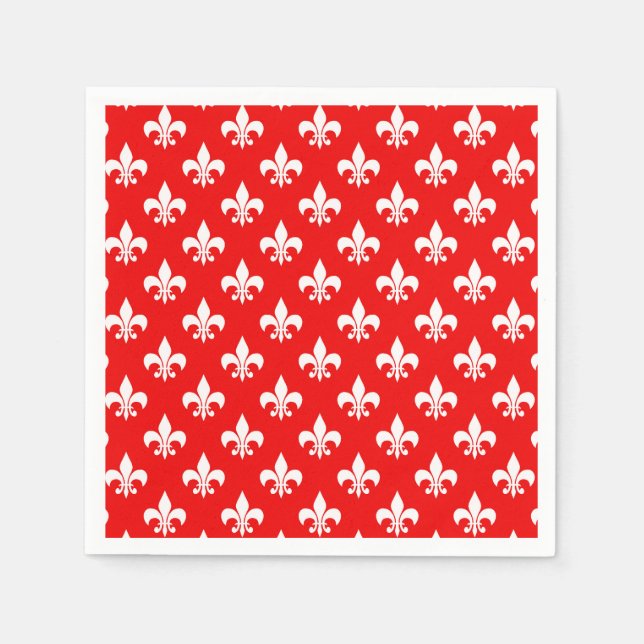 Guardanapo De Papel Red White Fleur-de-lis (Frente)