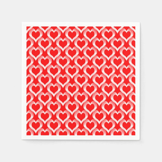 Guardanapo De Papel Red White Hearts Pattern (Frente)