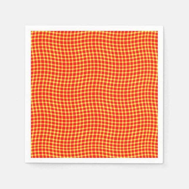 Guardanapo De Papel Red Yellow Plaid Checker Seamless Pattern (Frente)
