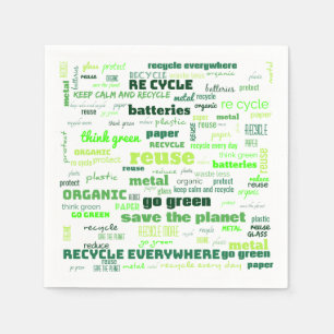 Guardanapo De Papel Reduza, reúso, recicl a nuvem da palavra