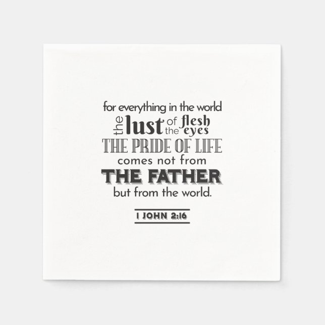 Guardanapo De Papel Reflexão Espiritual Art - 1 John 2:16 (Frente)