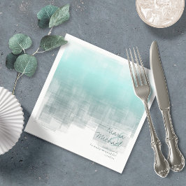 Guardanapo De Papel Reflexões de Aquarela Obrigado Teal ID774