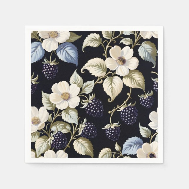 Guardanapo De Papel Regal Elegance Blackberry & Blooms (Frente)