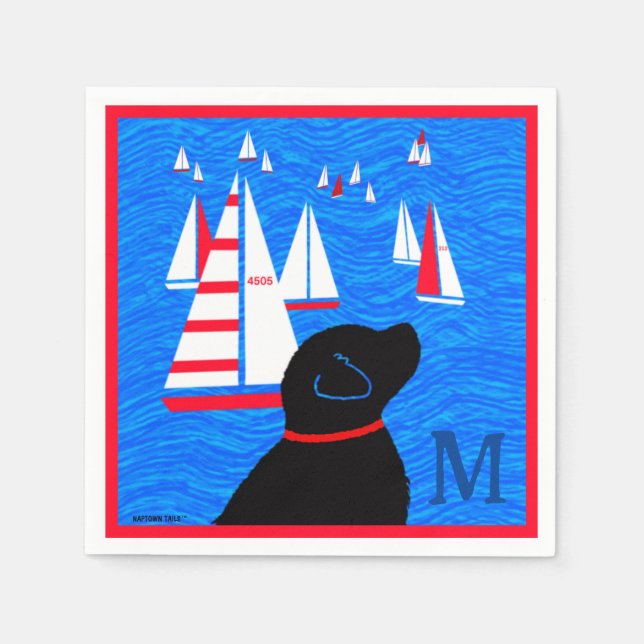 Guardanapo De Papel Regatta Day Black Dog Coctail Monograma (Frente)