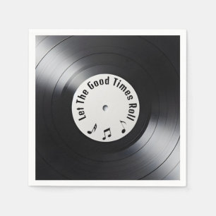 Guardanapo De Papel Registro de vinilo LP preto retrô