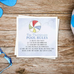 Guardanapo De Papel Regras da Piscina de praia da família Whimsny Funn<br><div class="desc">Pronto para diversão de uma bola de praia. este guardanapo personalizado editável é certamente a palestra da próxima festa de piscina. Com uma bola de praia e regras de piscina divertidas e editáveis. Design de tipografia divertida e um esquema legal de cor azul. Este design apresenta uma moderna piscina minimalista,...</div>