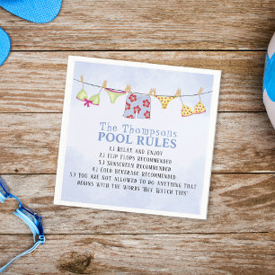 Guardanapo De Papel Regras de Piscina Azul de Cor da Água Personalizad