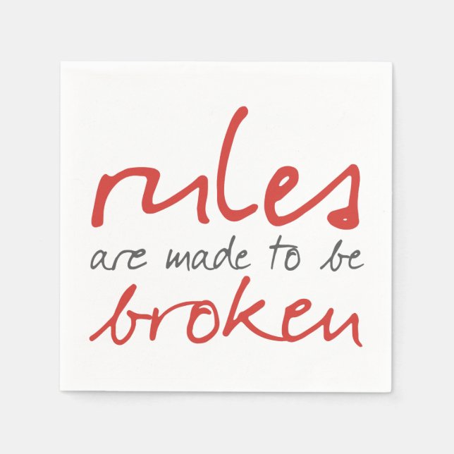 Guardanapo De Papel Regras São Feitas Para Quebrar Cocktail Napkin (Frente)