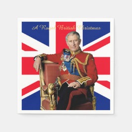 Guardanapo De Papel Rei Carlos III Bandeira britânica Saudação de Nata