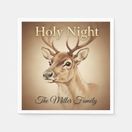 Guardanapo De Papel Reindeer Christmas Paper Napkin Customizable