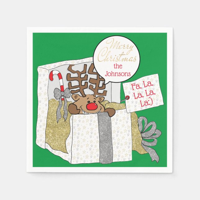 Guardanapo De Papel Reindeer de Natal Giftbox (Frente)