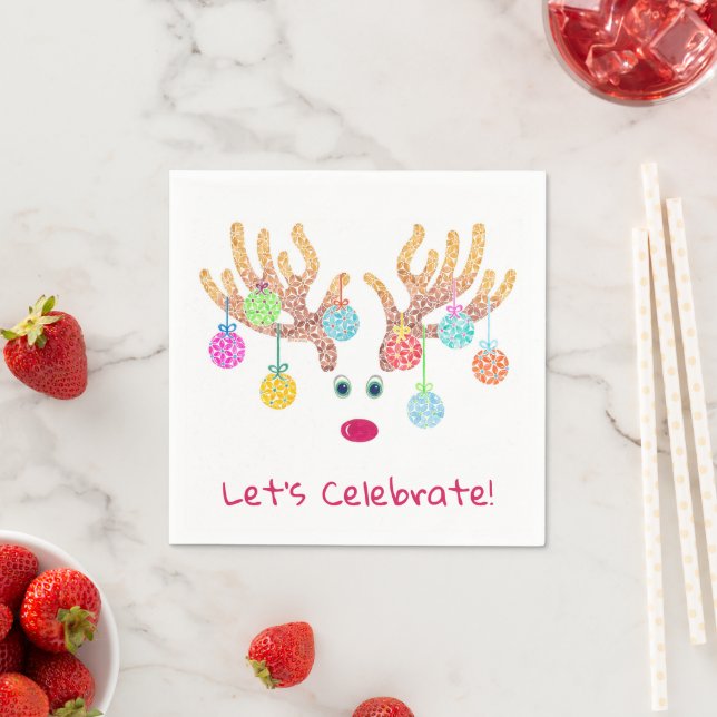Guardanapo De Papel Reindeer e OrnamPaper Napkins (Insitu)