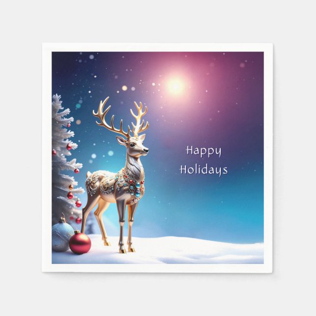 Guardanapo De Papel Reindeer Jewels Natal Napkin (Frente)