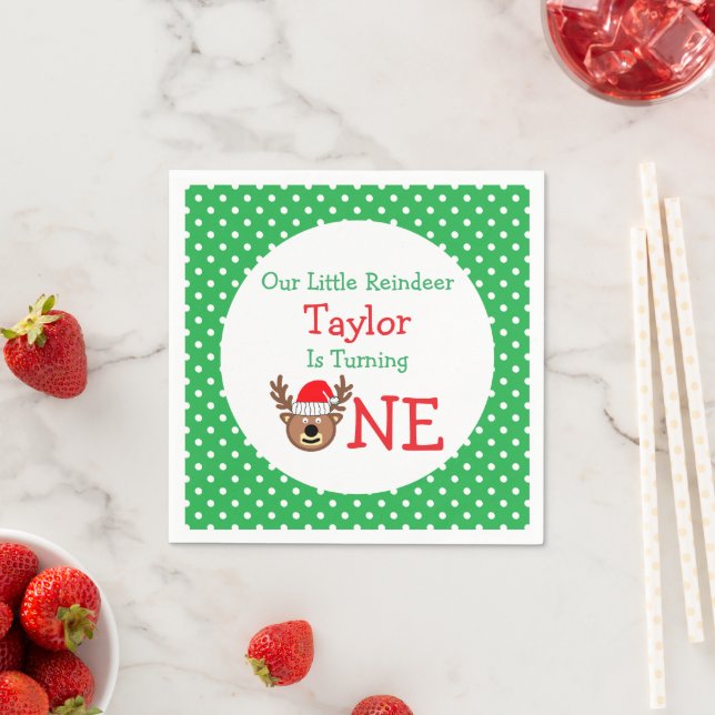 Guardanapo De Papel Reindeer primeiro aniversario (Insitu)