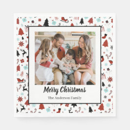 Guardanapo De Papel Reindeer Sleigh Christmas Pine Trees