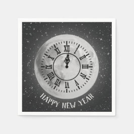 Guardanapo De Papel Relógio De Meia-Noite De Ano Na Lua