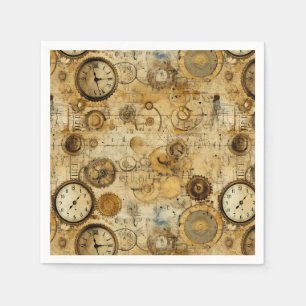 Guardanapo De Papel Relógio Grunge Rústico Steampunk (5)