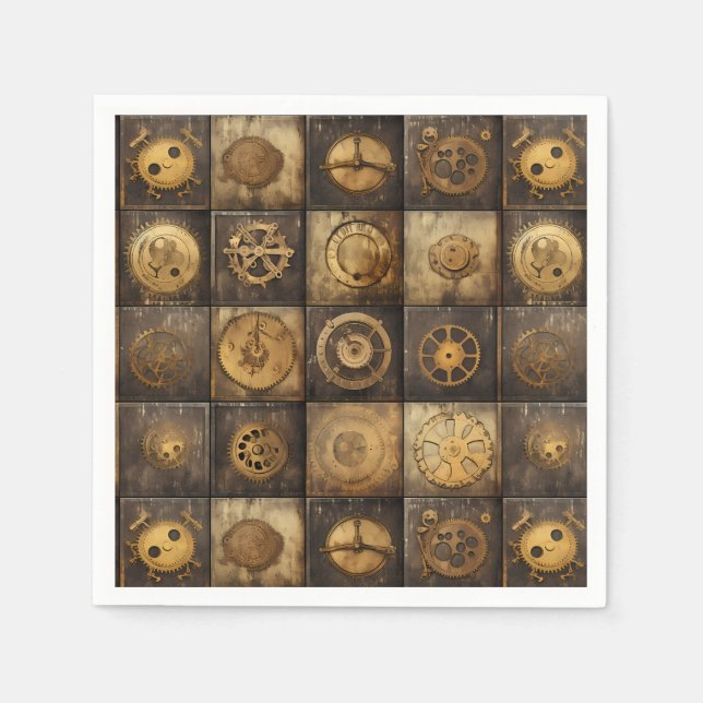 Guardanapo De Papel Relógio Russo Steampunk Grunge (15) (Frente)