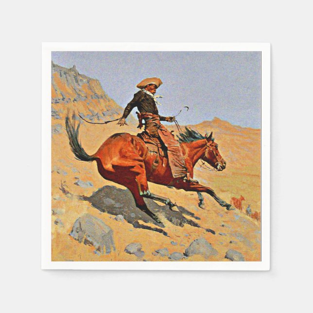 Guardanapo De Papel Remington - O Cowboy, famoso quadro (Frente)