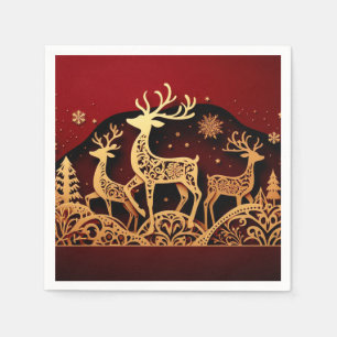 Guardanapo De Papel Rena de Inverno Festiva – Floresta Ornamentada