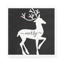 Rena de Natal Alegre Papel Preto