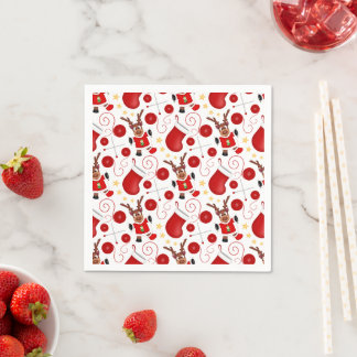 Guardanapo De Papel Rena de Natal Vermelha Festiva Fofa