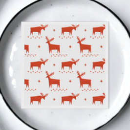 Guardanapo De Papel renas de Natal. Padrão de animais da floresta verm