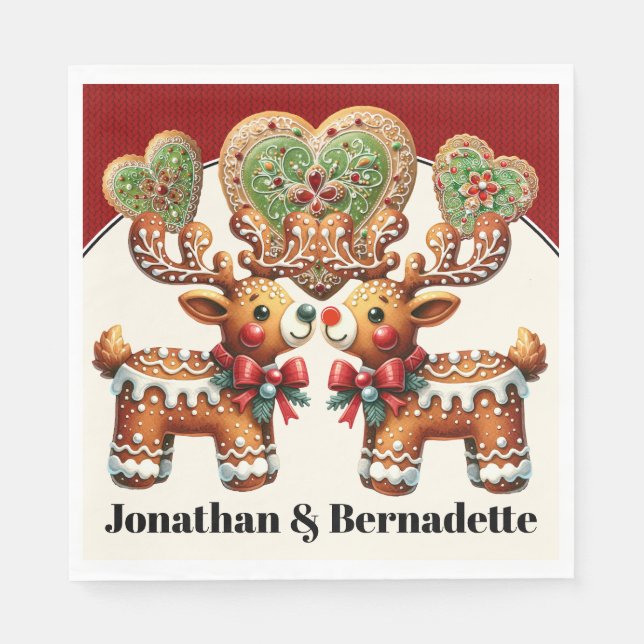 Guardanapo De Papel Renas Preciosas de Amor (Frente)