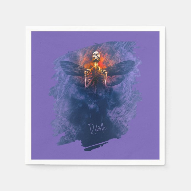 Guardanapo De Papel Renascimento. Esqueleto com asas ascensões (Frente)