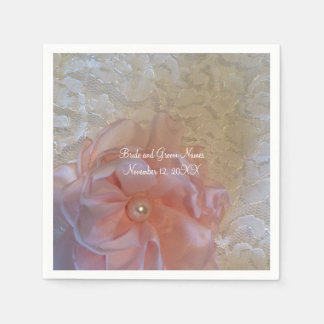 Guardanapo De Papel Renda Branca Flor Rosa Com Pérola