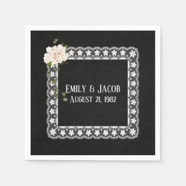 Guardanapo De Papel Renda Quadrada Sobre Couro Preto