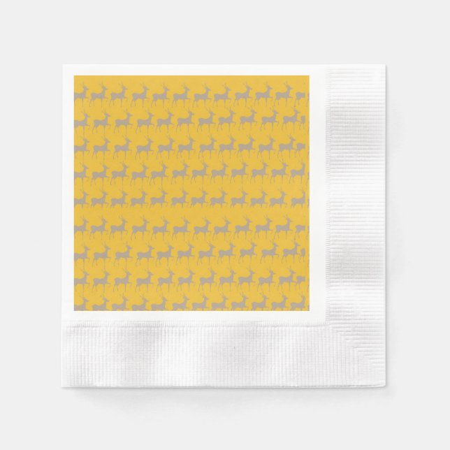 Guardanapo De Papel Rennes de Noël Fond Jaune Moutarde  (Frente)