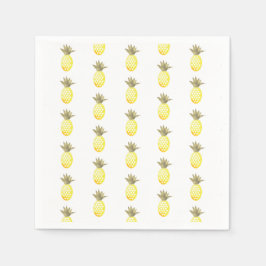 Guardanapo De Papel Repetição de Abacaxi Dourado de Folha de Água