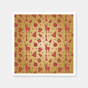 Guardanapo De Papel Rés de Natal Vermelho na Dourada