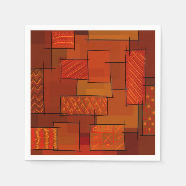 Guardanapo De Papel Retângulos, padrão de retalhos, rabisco. Colcha de (Frente)