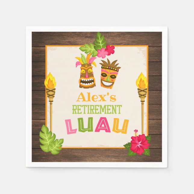 Guardanapo De Papel Retirada Luau Paper Napkins - Texto Laranja (Frente)