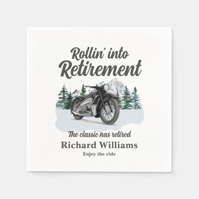 Guardanapo De Papel Retirement Travel Theme Classic Motorbike Rolling (Frente)