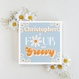 Guardanapo De Papel Retrair Quatro Meninos De Groovy 4º Aniversário