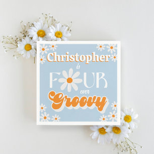 Guardanapo De Papel Retrair Quatro Meninos De Groovy 4º Aniversário