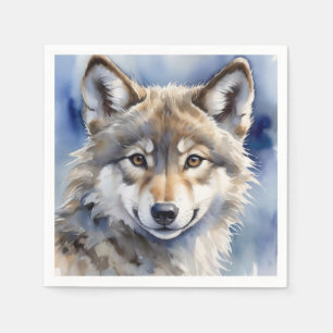 Guardanapo De Papel Retrato de aquarela do lobo