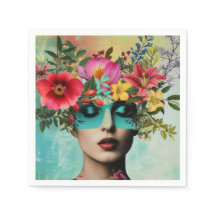 Retrato de mulher vintage com flores