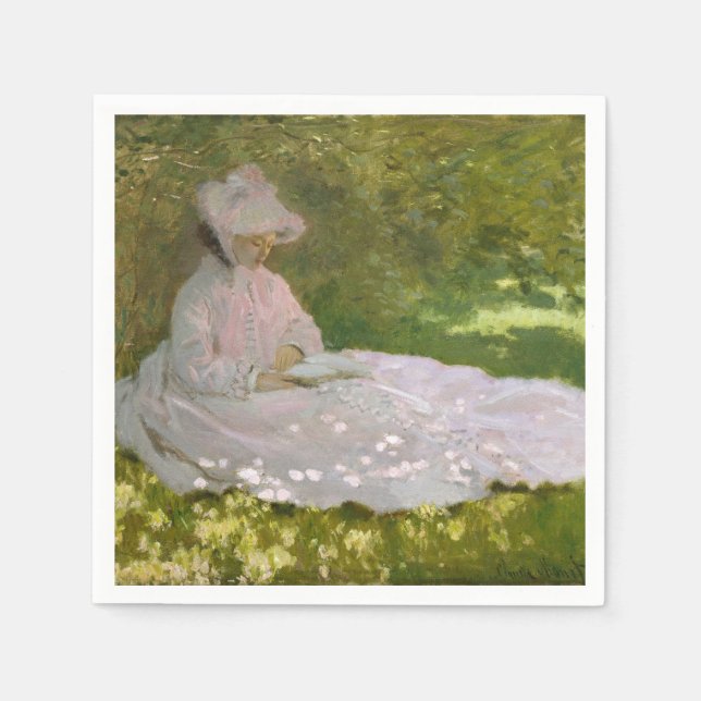 Guardanapo De Papel Retrato Impressionista de Primavera, Claude Monet (Frente)