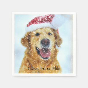 Guardanapo De Papel Retriever de ouro com chapéu de Natal personalizad