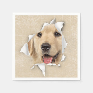 Guardanapo De Papel Retriever de ouro no buraco de papel