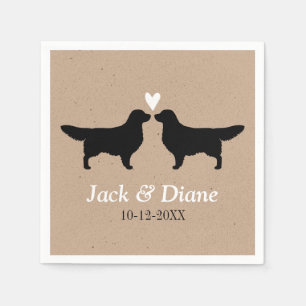 Guardanapo De Papel Retrievers dourados que Wedding o casal com texto